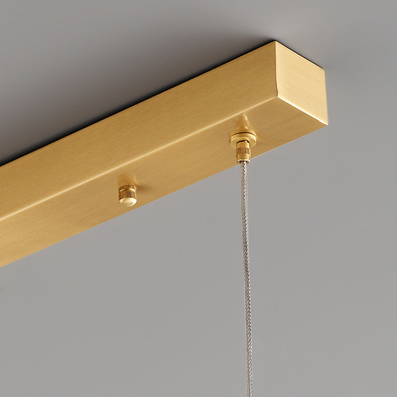 Evette Moderne Scandinavische Lineaire Metaal/Glas Hanglamp Messing/Zwart Eetkamer