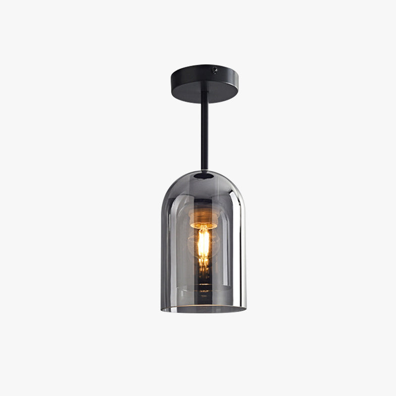 Sanna Vintage LED Plafondlamp Rookgrijs Cognac Metaal Glas Slaapkamer Woonkamer