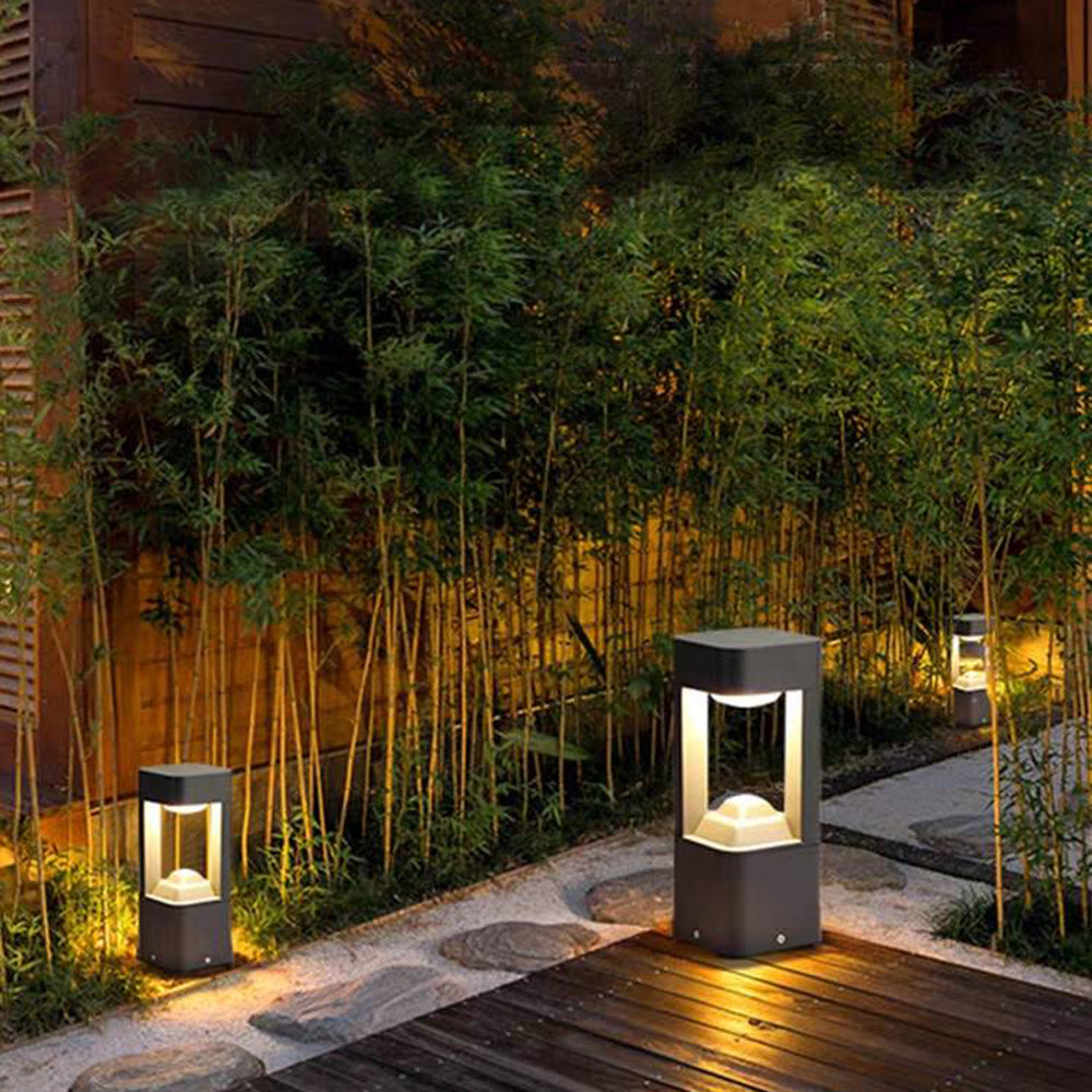Pena Moderne Cilinder LED Vloerlamp Zwart Metaal Buiten Tuin