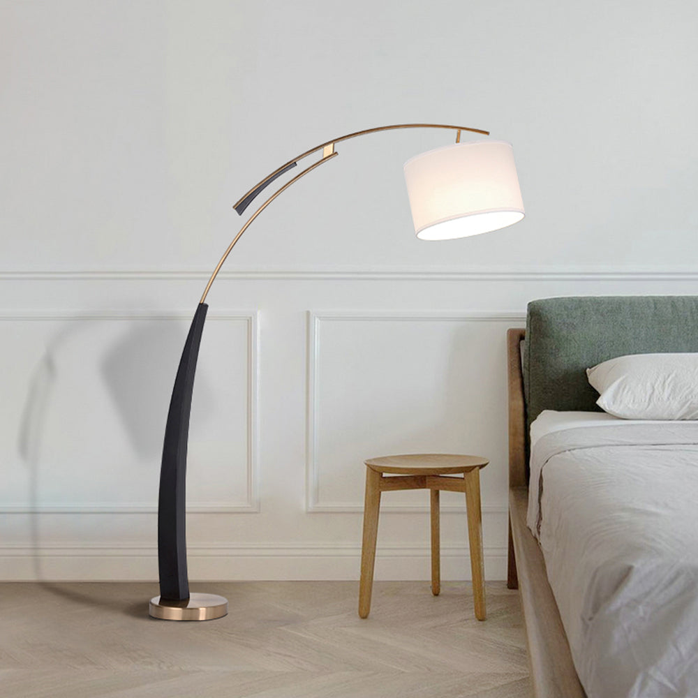 Salgado Moderne Design Vloerlamp Goud Zwart Stof Metaal Slaapkamer