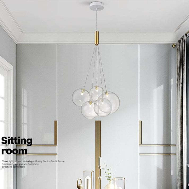 Valentina Design Bollen LED Hanglampen Goud Metaal/Glas Slaapkamer