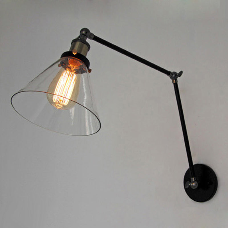 Brady Industial Verstelbare Wandlamp Metaal/Glas Zwart/Goud Slaapkamer/Keuken