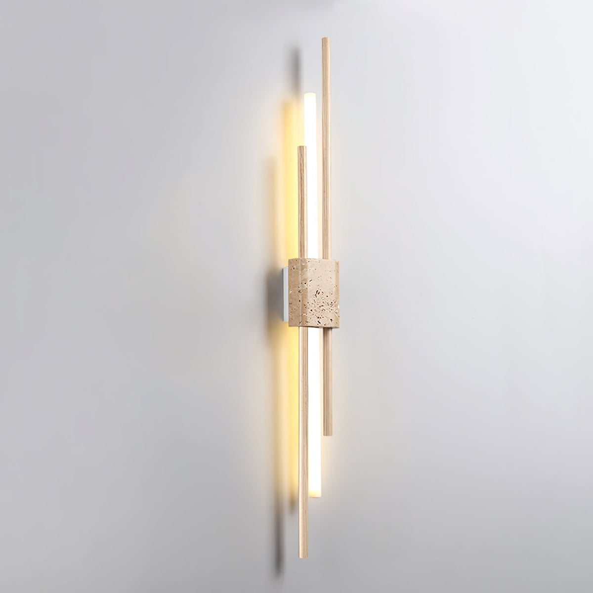 Eden Terra wandlamp in walnootkleur & geel travertin