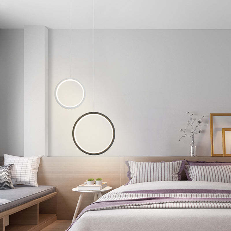 Nyla Moderne Rond LED Hanglampen Metaal/Acryl Zwart/Wit Woonkamer/Slaapkamer