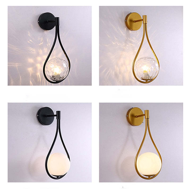Valentina Nordic Creative Minimalistische Waterdruppel Glazen Wandlamp Metaal/Glas Goud Eet/Slaap/Woonkamer