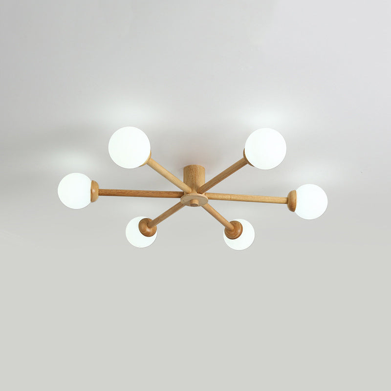 Ozawa Moderne Plafondlampen Hout Glas Woonkamer Slaapkamer Eetkamer