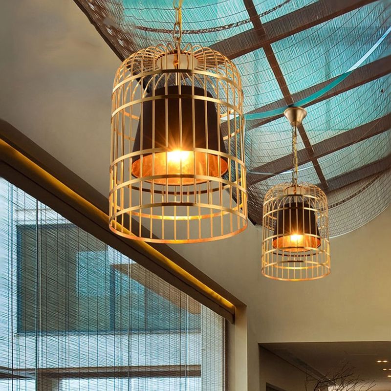Alessio Vintage Bird Cage Metal Pendant Light