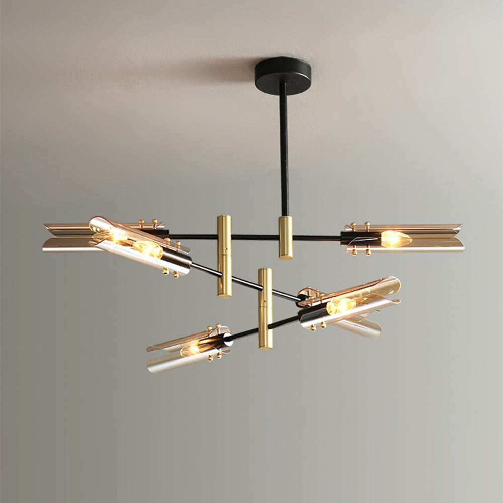 Sanna Moderne Plafondlamp Metaal/Glas Half-Inbouw Grijs/Amber Slaap/Eetkamer