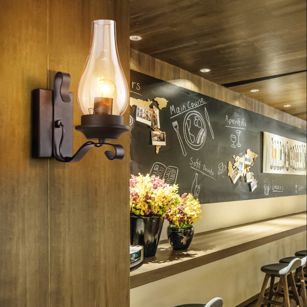 Alessio Vintage Design Kaars Wandlamp Hout Metalen Woon/Slaapkamer