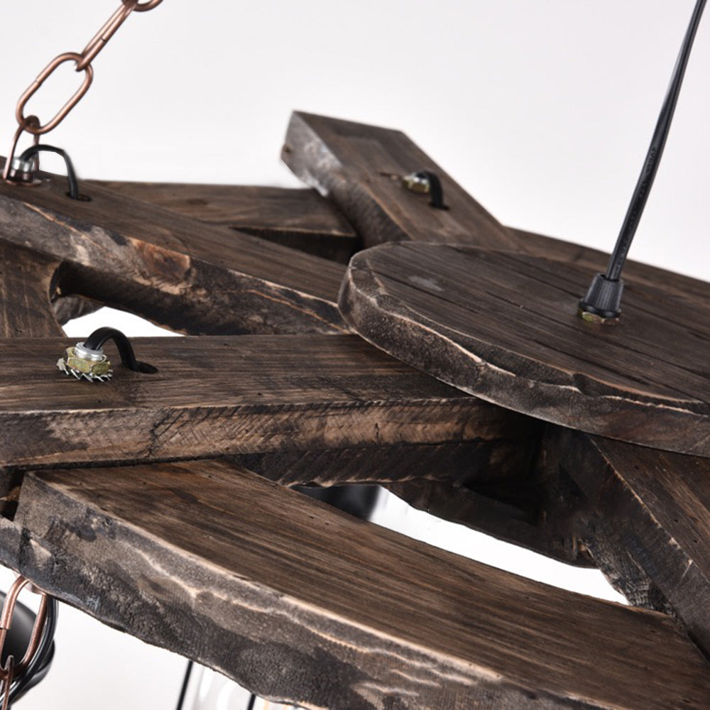 Austin Retro Rudder Metal & Wood Pendant Light, 8 Heads
