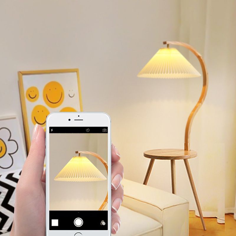 Ozawa Moderne Geplooide Nachtkastje Vloerlamp Hout Stof Woonkamer/Slaapkamer