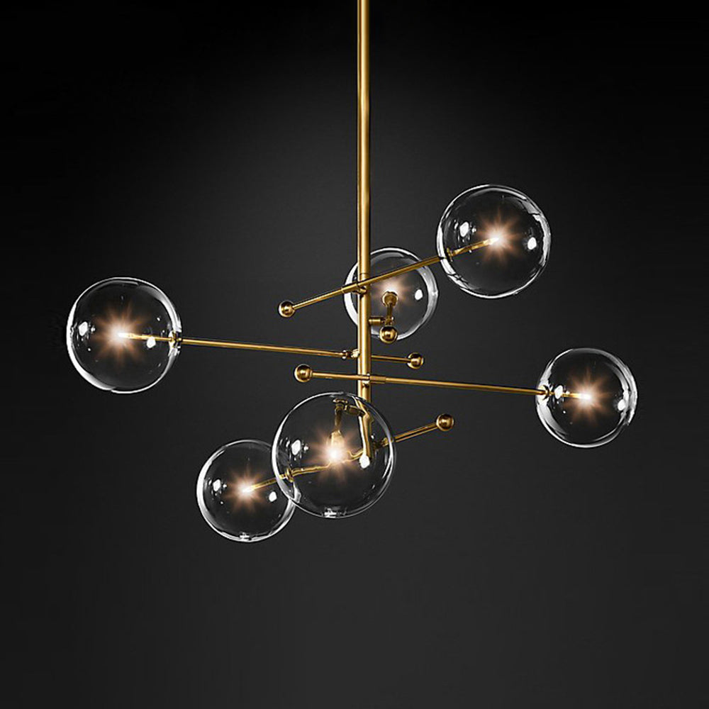 Valentina Retro Ronde LED Hanglamp Zwart Gouden Metaal Glas Slaapkamer