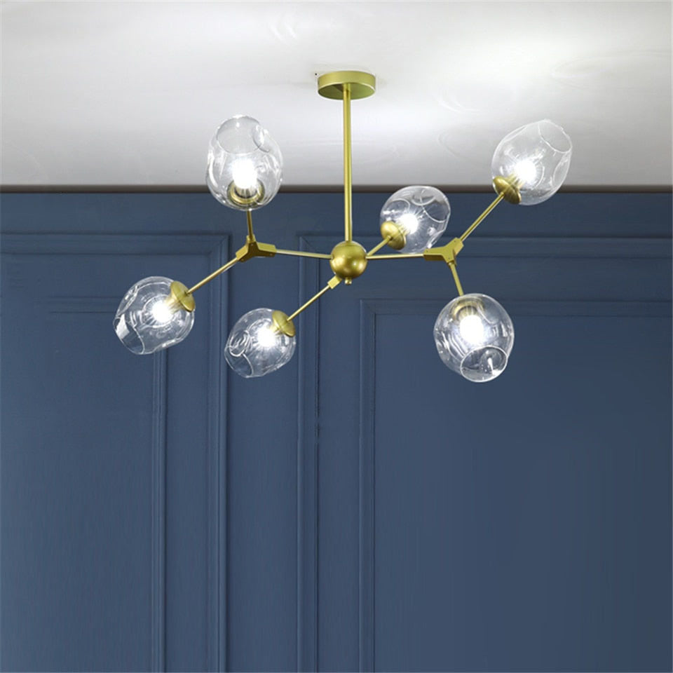 Valentina Moderne Bubbel LED Hanglamp Metaal/Glas Zwart/Goud Woonkamer/Slaapkamer