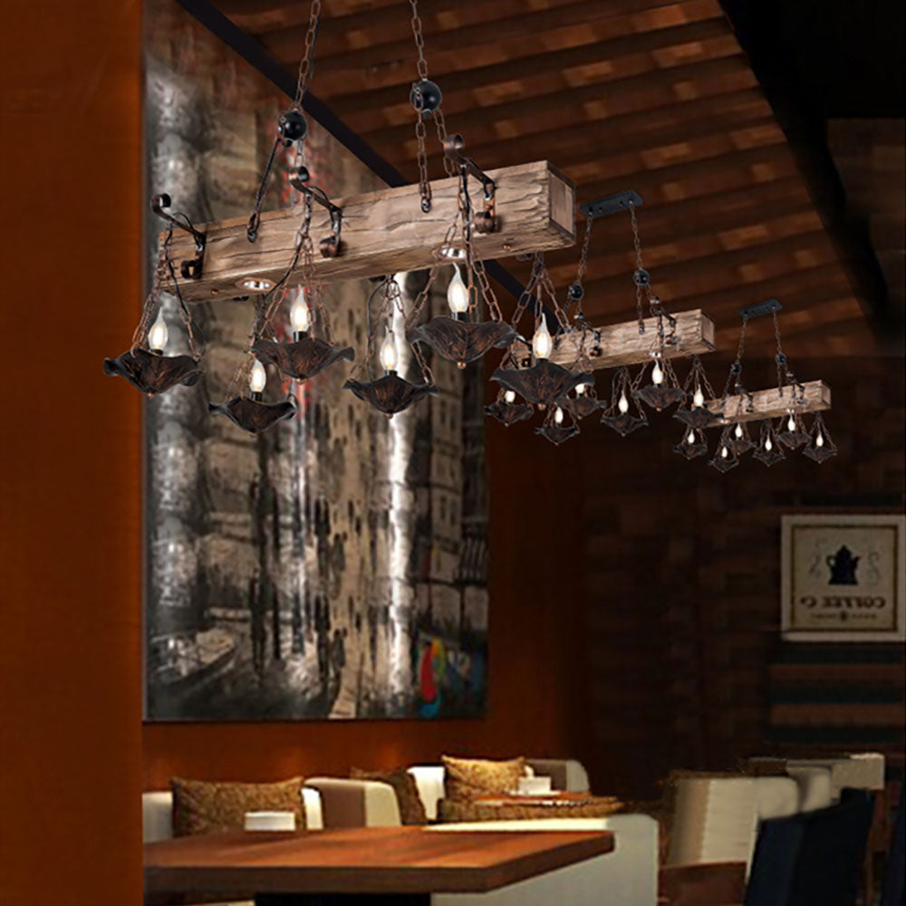 Austin Industrial Metal/Wood Pendant Light, Bronze