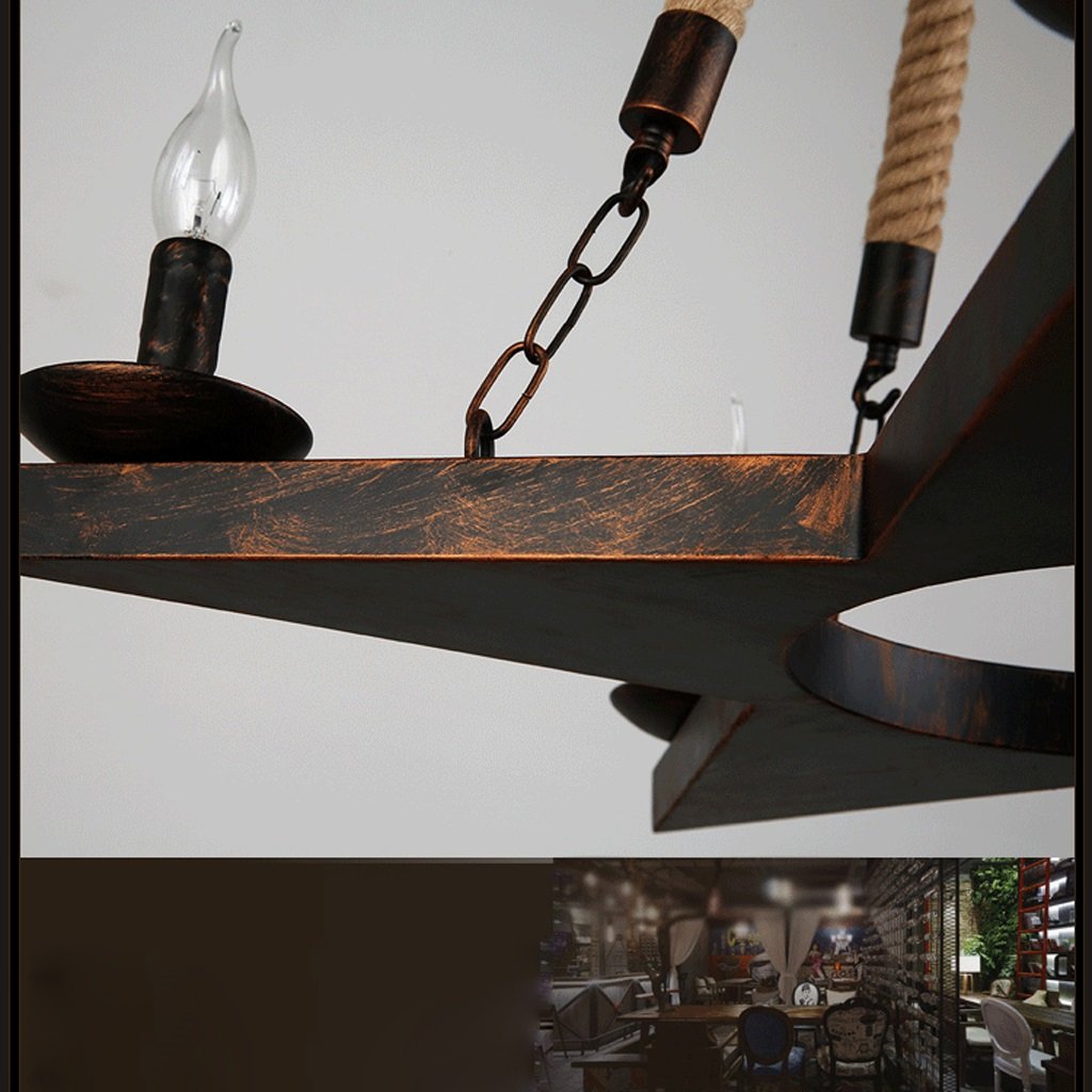 Epoch Retro Pentagram Kroonluchters Roest Metaal/touw Café/Restaurant