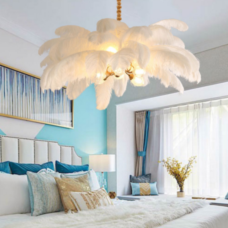 O'Moore Scandinavische Luxe Hanglampen Messing Veren Slaapkamer