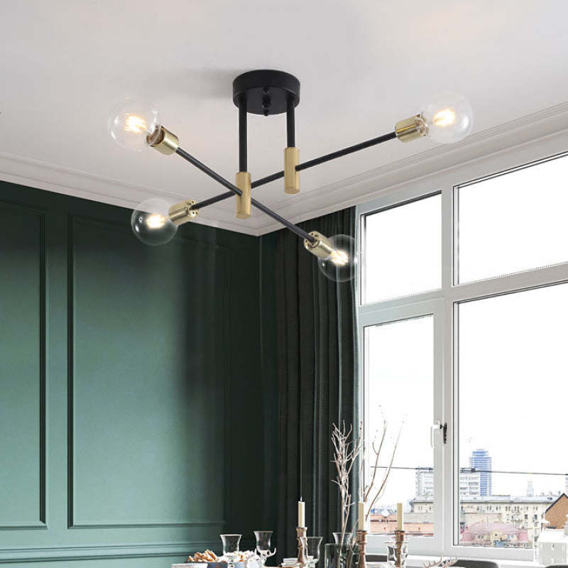 Valentina Moderne LED Plafondlamp Metaal/Glas Zwart/Goud Slaap/Woon/Eetkamer