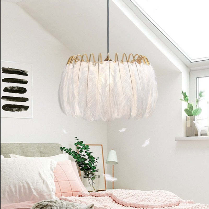 O'Moore Moderne Crown Shaped Hanglampen Zwart/Wit Metaal Veren Slaapkamer