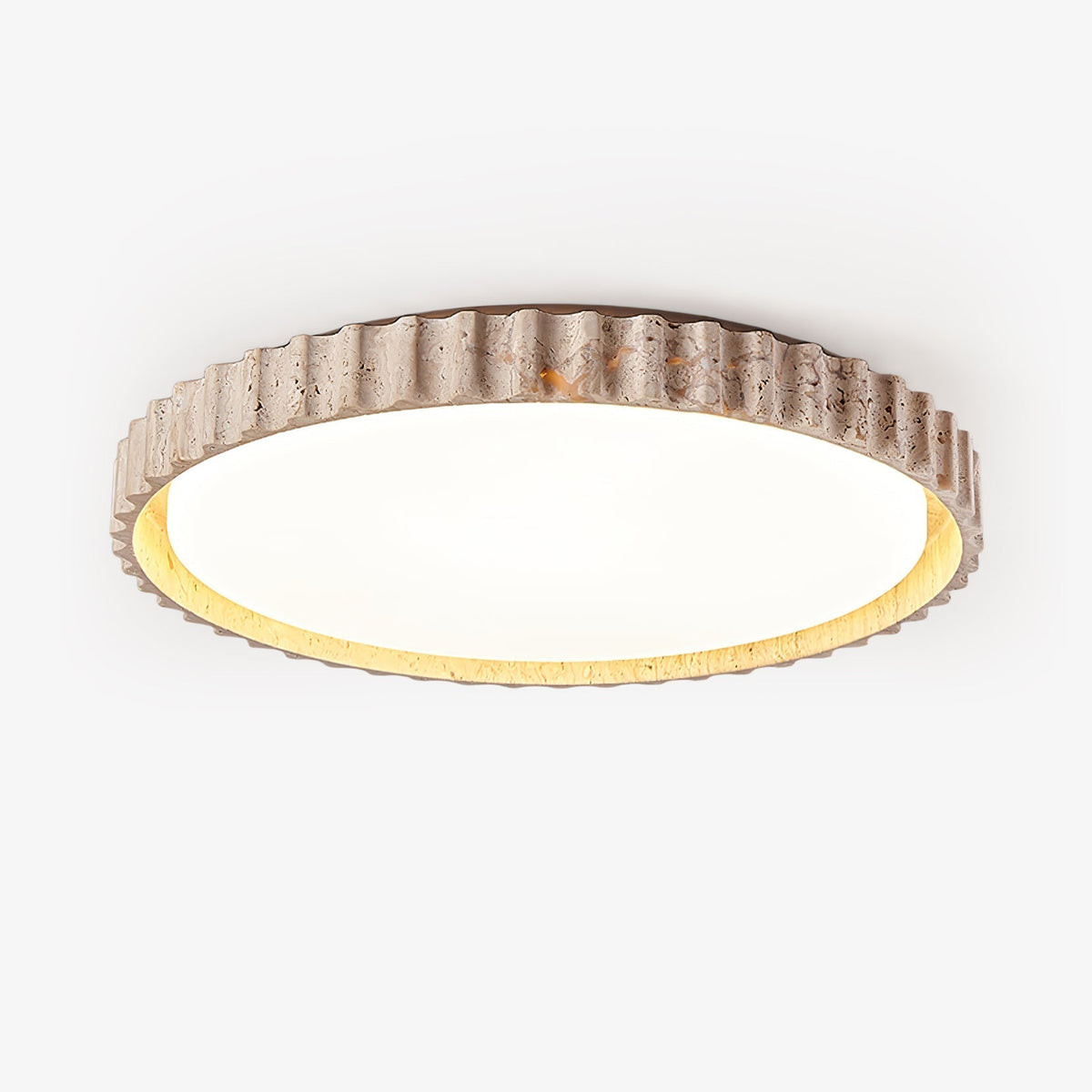 Obsidian Fluted Ring Geel travertin plafondlamp