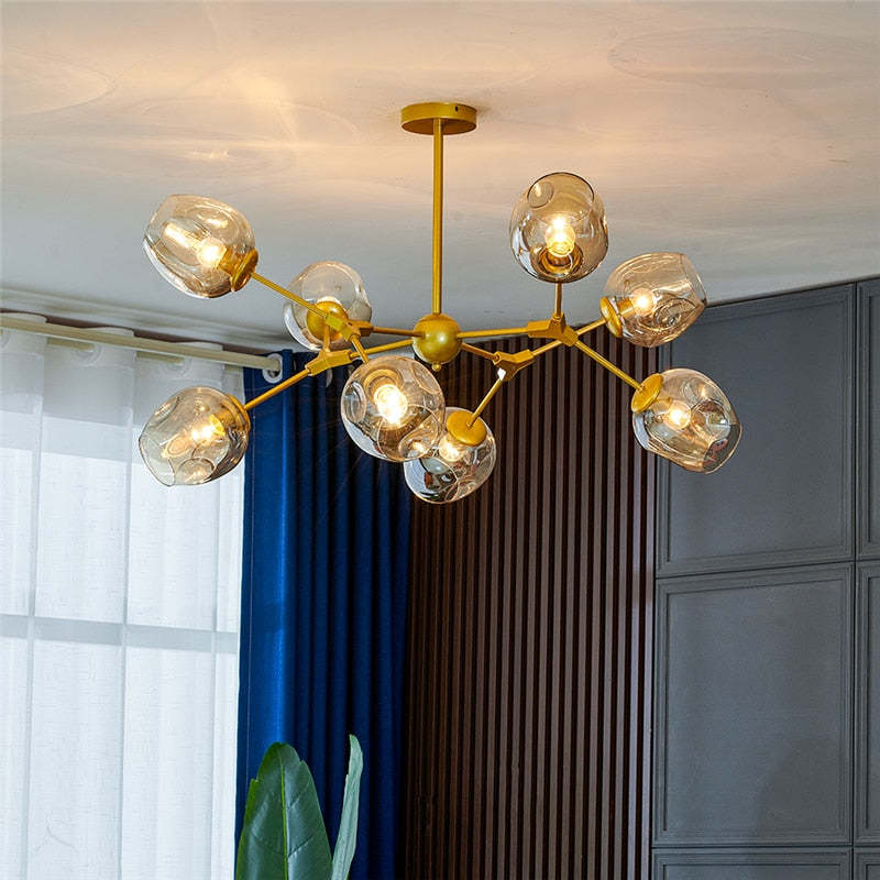 Valentina Moderne Bubbel LED Hanglamp Metaal/Glas Zwart/Goud Woonkamer/Slaapkamer