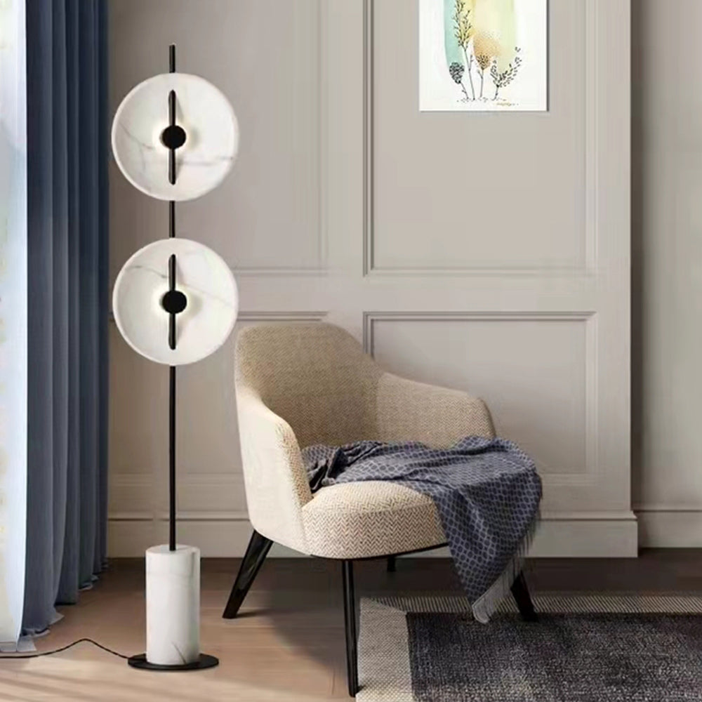 Salgado Vloerlamp, 2 Koppen, Marmer & Metaal