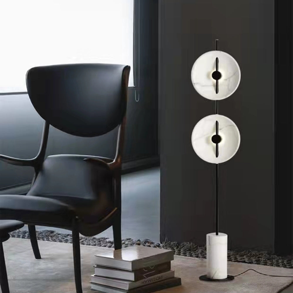 Salgado Vloerlamp, 2 Koppen, Marmer & Metaal