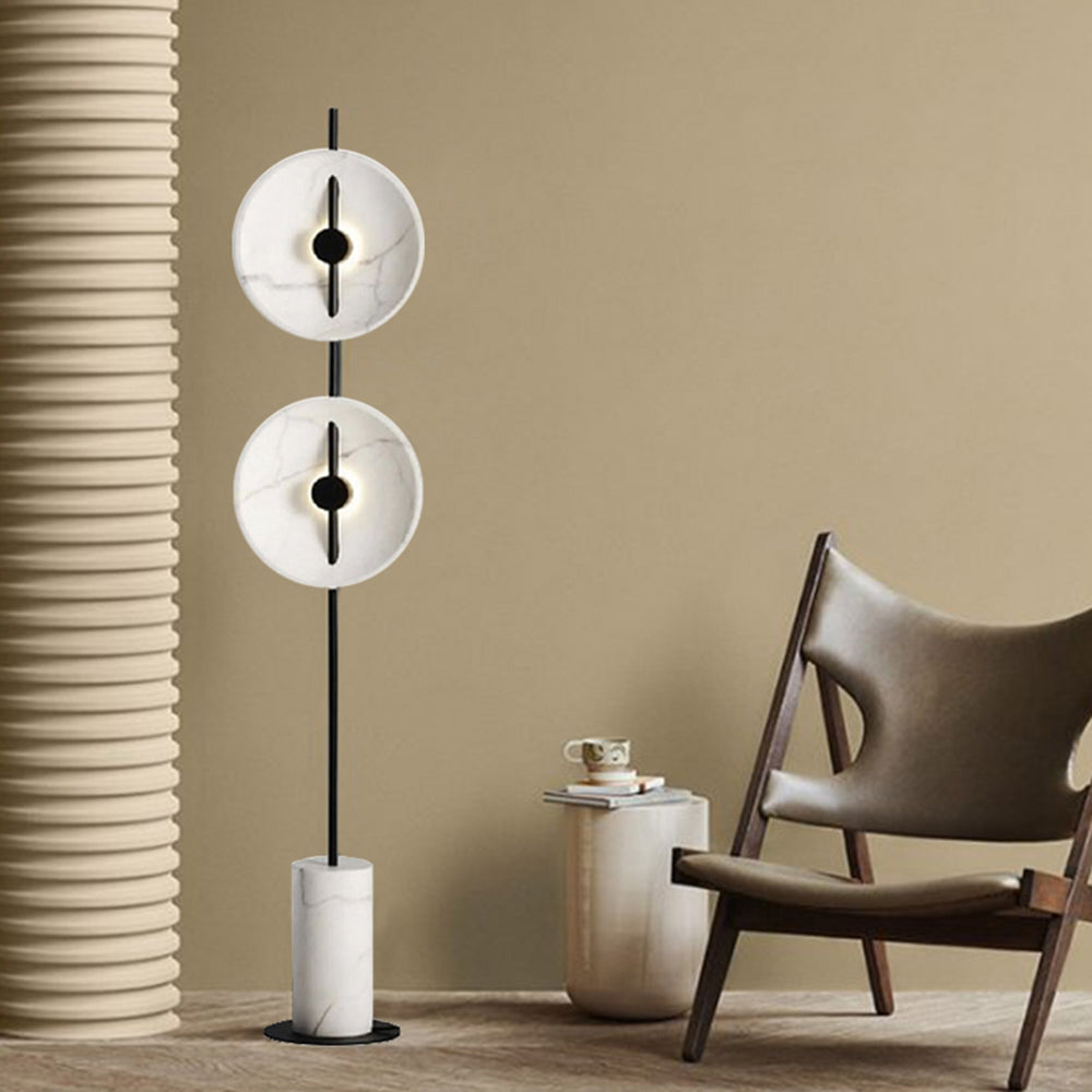 Salgado Vloerlamp, 2 Koppen, Marmer & Metaal