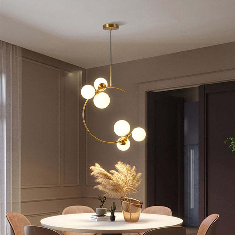 Valentina Moderne Bubble Moon Hanglampen Goud Metaal Glas Slaapkamer