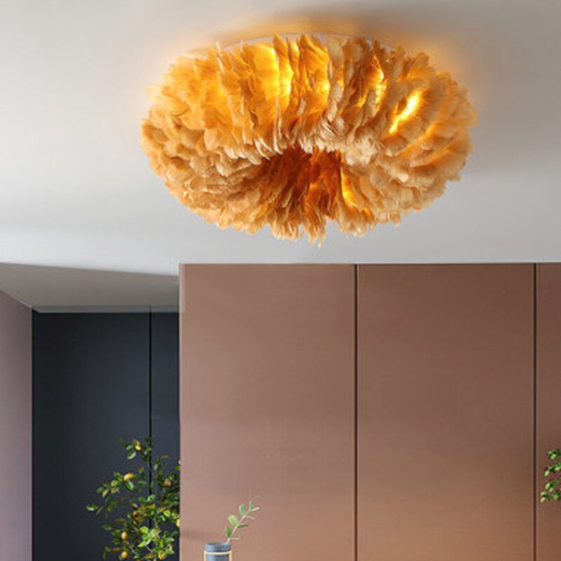 O'Moore Moderne LED Plafondlamp Wit/Geel/Roze Metaal/Vedder Hal/Bar