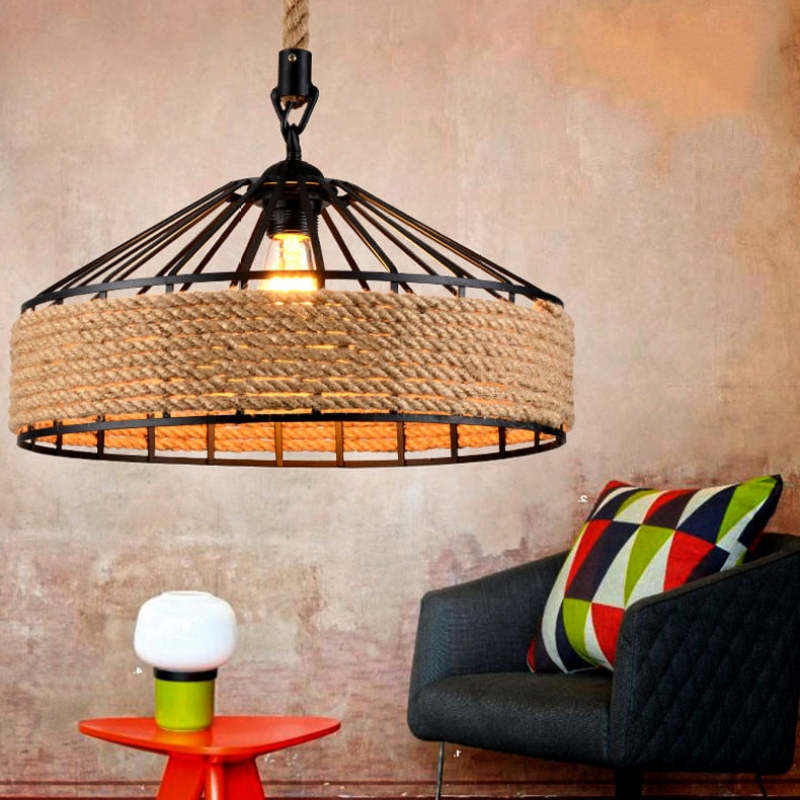 Alessio Retro LED Hanglampen Bruin Metaal Touw Eetkamer Slaapkamer