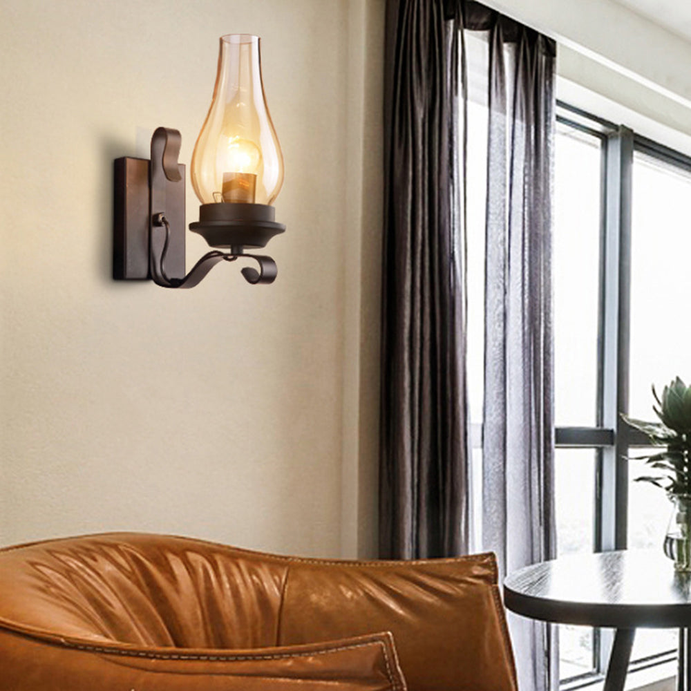 Alessio Vintage Design Kaars Wandlamp Hout Metalen Woon/Slaapkamer