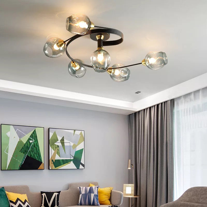 Valentina Moderne Mooi LED Plafondlampen Stijlvol Zwart Metaal/Glas Slaapkamer