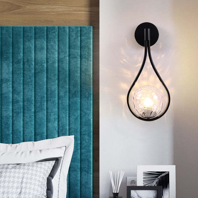 Valentina Nordic Creative Minimalistische Waterdruppel Glazen Wandlamp Metaal/Glas Goud Eet/Slaap/Woonkamer