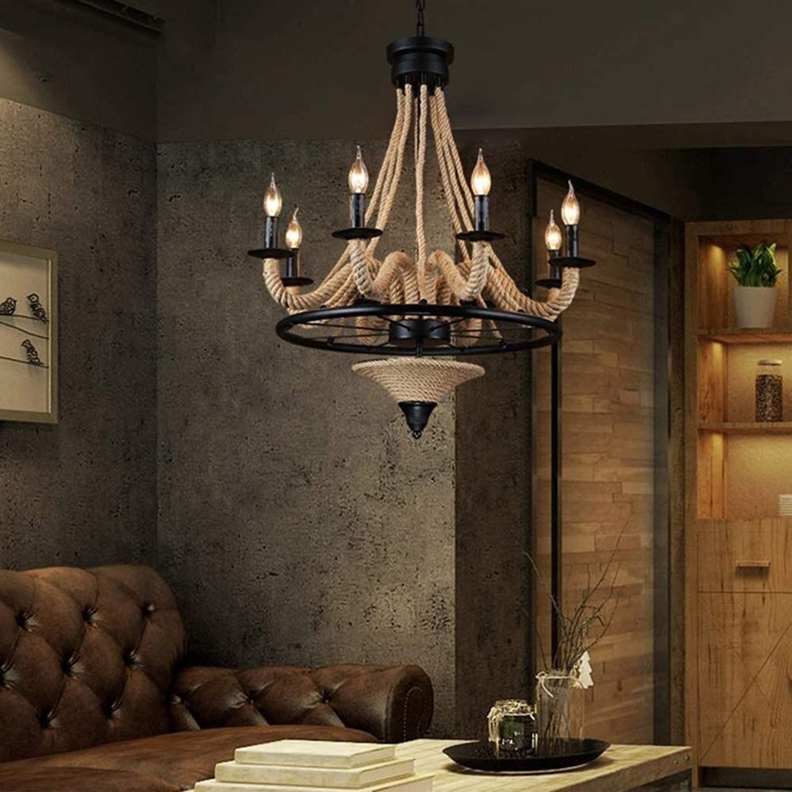 Epoch Antieke LED Hanglampen Zwart Metaal/Touw Bar