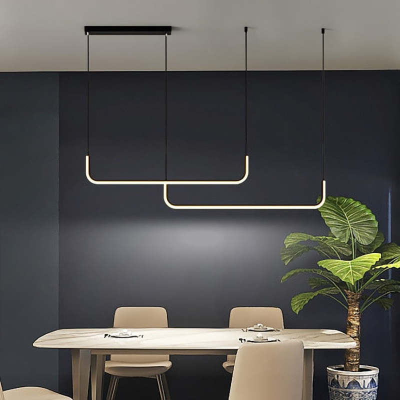 Edge Design Lijn LED Hanglamp Zwart/Goud Metaal/Silicone Slaap/Eet/Woonkamer