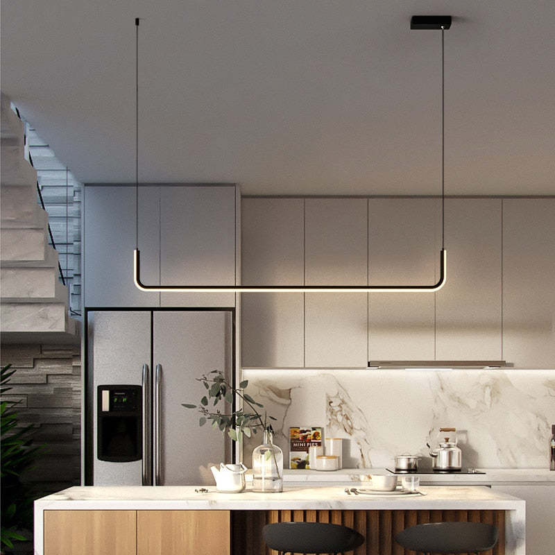 Edge Design Lijn LED Hanglamp Zwart/Goud Metaal/Silicone Slaap/Eet/Woonkamer