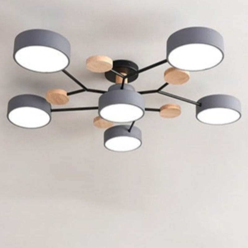 Sienna Ronde Moderne LED Plafondlampen Wit Grijs Groen Hout Metaal