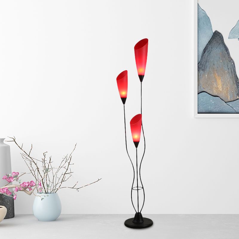 Valentina Moderne Multi Bulb Vloerlamp Rood Metalen/Acryl Slaapkamer/Woonkamer