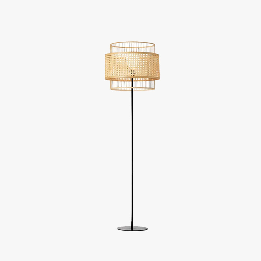 Ritta Retro Design LED Vloerlamp Zwart Metaal Rotan Slaapkamer Eetkamer
