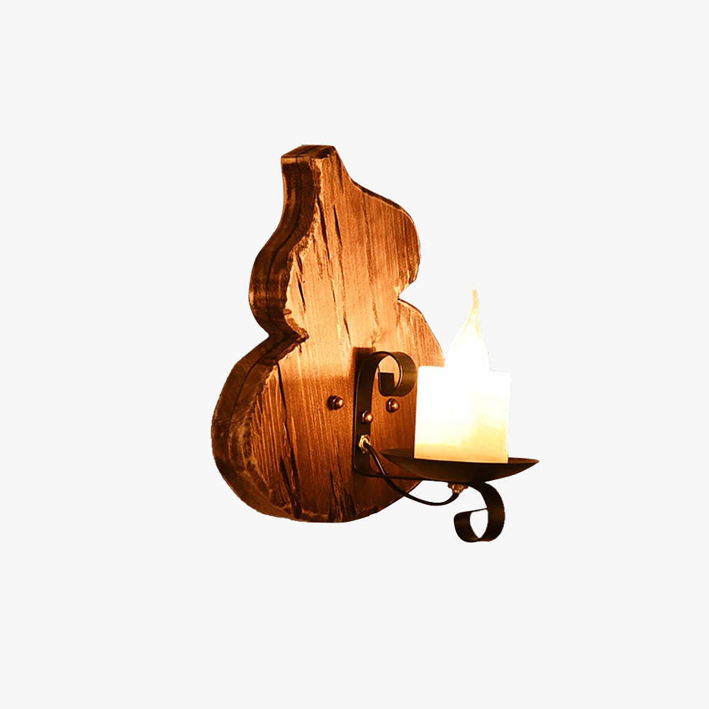 Austin Design Cucurbits/Kaars Vintage Wandlamp, Hout/Metaal, Woonk/Eetkamer