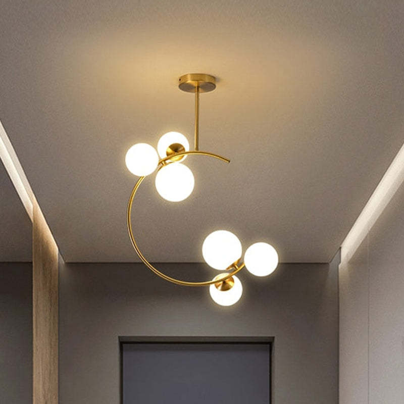 Valentina Moderne Bubble Moon Hanglampen Goud Metaal Glas Slaapkamer