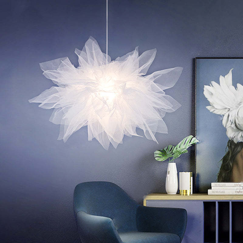 Bella Bloem LED Hanglampen Wit Metaal Stof Woonkamer Eetkamer