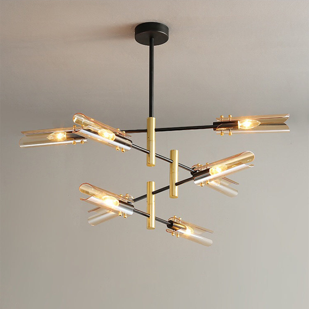 Sanna Moderne Plafondlamp Metaal/Glas Half-Inbouw Grijs/Amber Slaap/Eetkamer