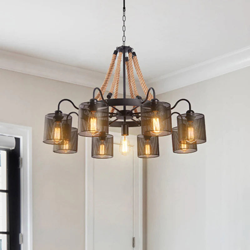 Epoch Vintage LED Hanglampen Zwart Touw/Metaal Woonkamer