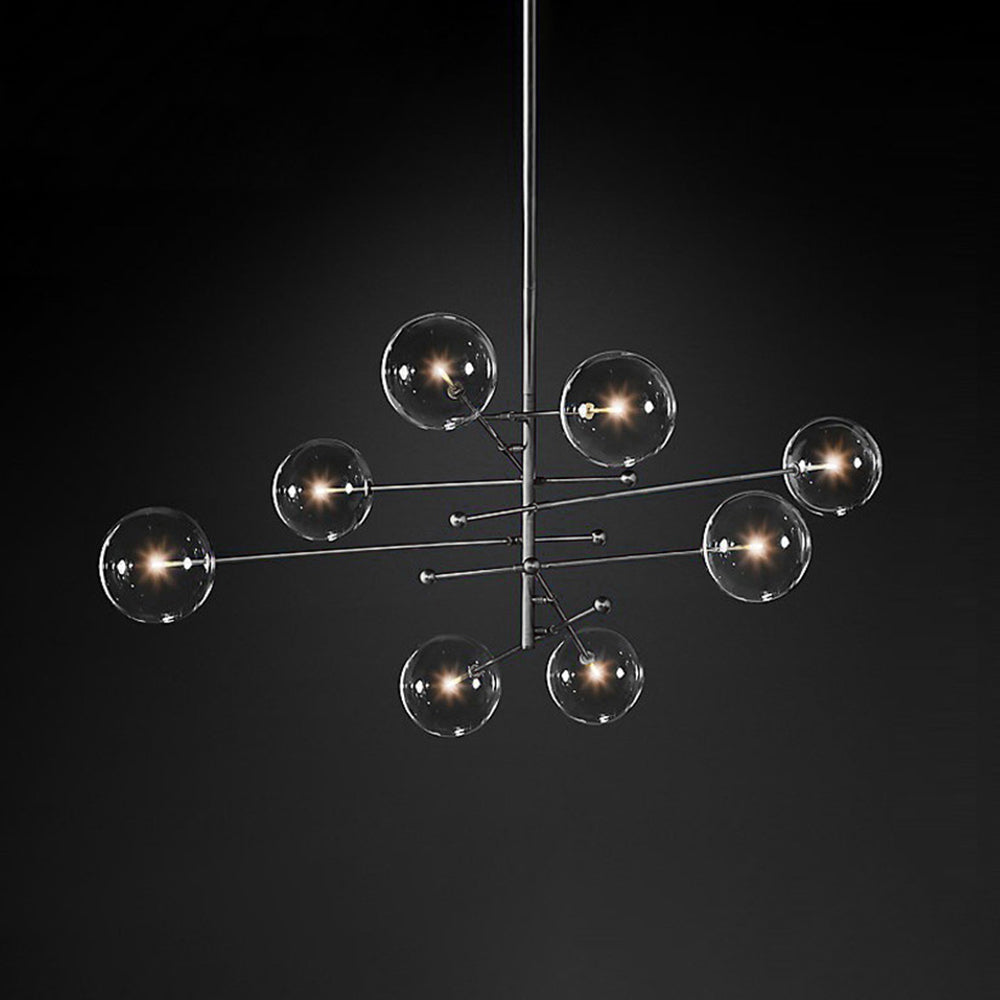 Valentina Retro Ronde LED Hanglamp Zwart Gouden Metaal Glas Slaapkamer