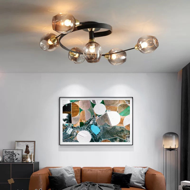 Valentina Moderne Mooi LED Plafondlampen Stijlvol Zwart Metaal/Glas Slaapkamer
