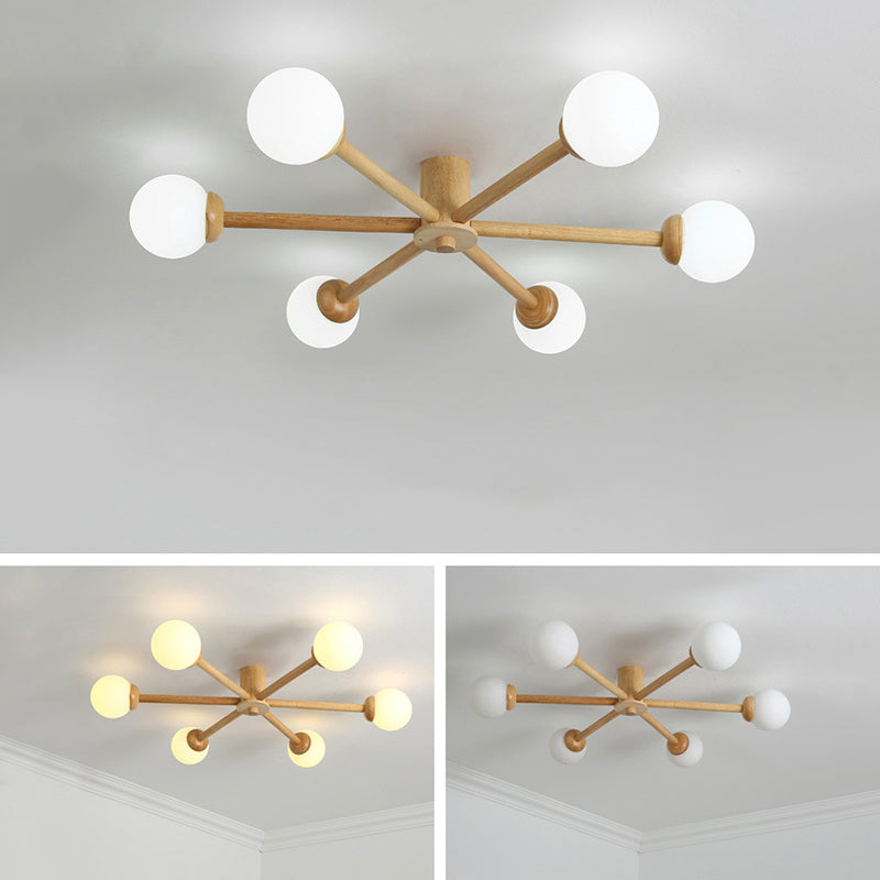 Ozawa Moderne Plafondlampen Hout Glas Woonkamer Slaapkamer Eetkamer