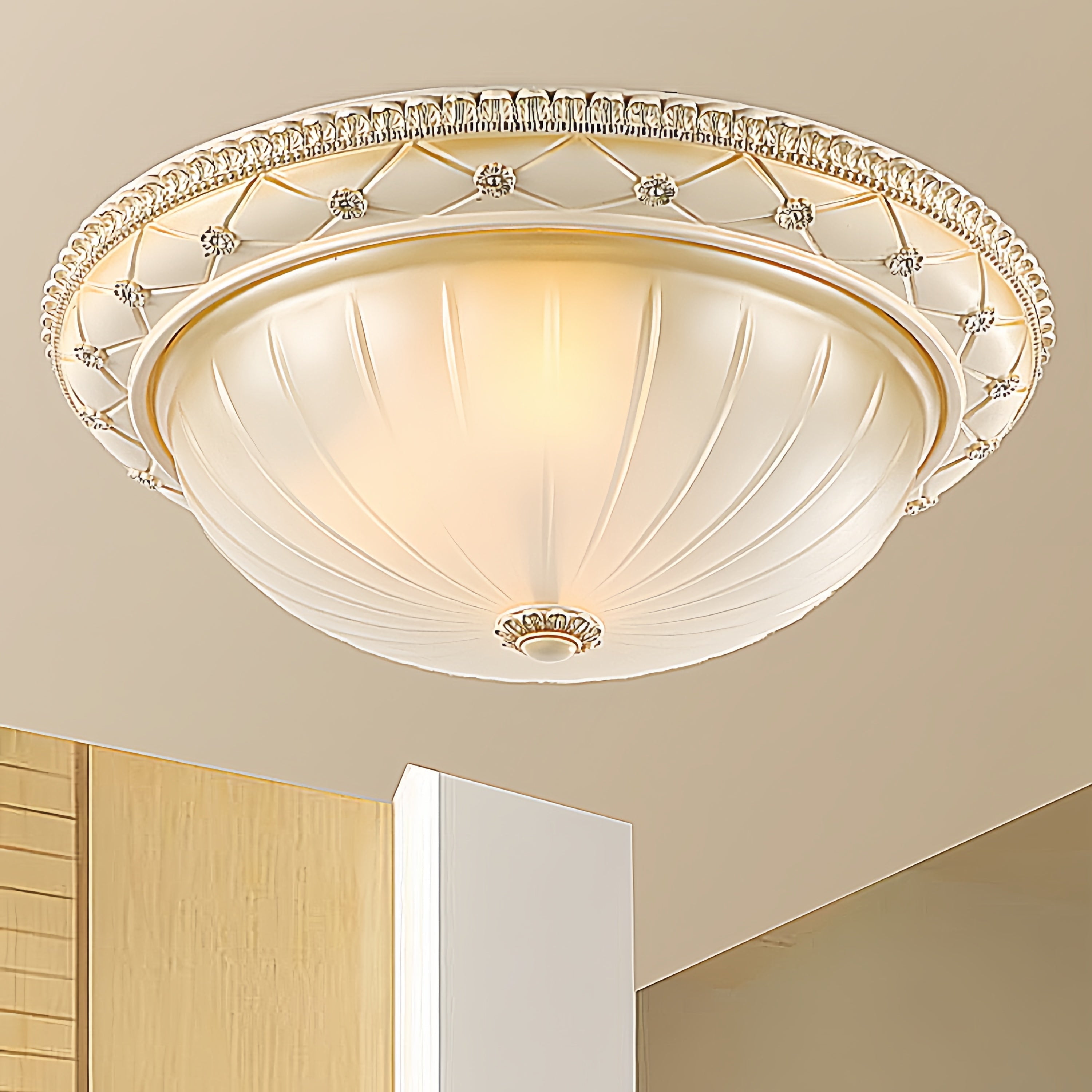 Alessio Minimalistische Plafondlamp Cremekleurig Hars Woonkamer