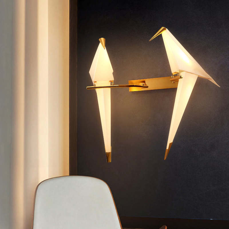 Clifford Art-Deco Vogel LED Wandlamp Wit Metaal/Acryl Slaapkamer