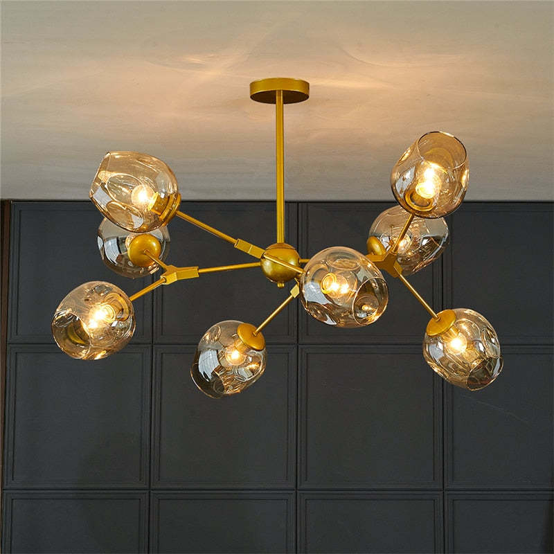 Valentina Moderne Bubbel LED Hanglamp Metaal/Glas Zwart/Goud Woonkamer/Slaapkamer